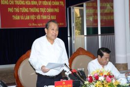 PHÓ THỦ TƯỚNG TRƯƠNG HÒA BÌNH: CÀ MAU CẦN ĐỘT PHÁ ĐỂ TRỞ THÀNH TỈNH KHÁ